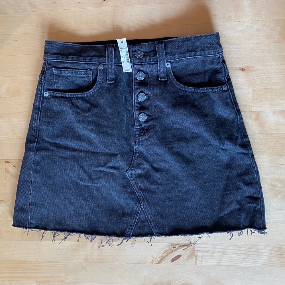 Madewell Black Denim Raw Edge Mini Skirt - Size 25